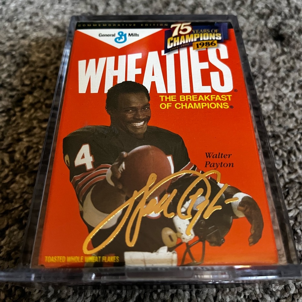 Wheaties Walter Payton gold signature box in casing never opened